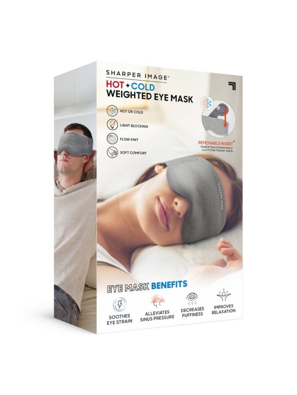 ✨Sharper Image Gray Hot + Cold Contoured Weighted Eye Mask - Picture 3 of 7